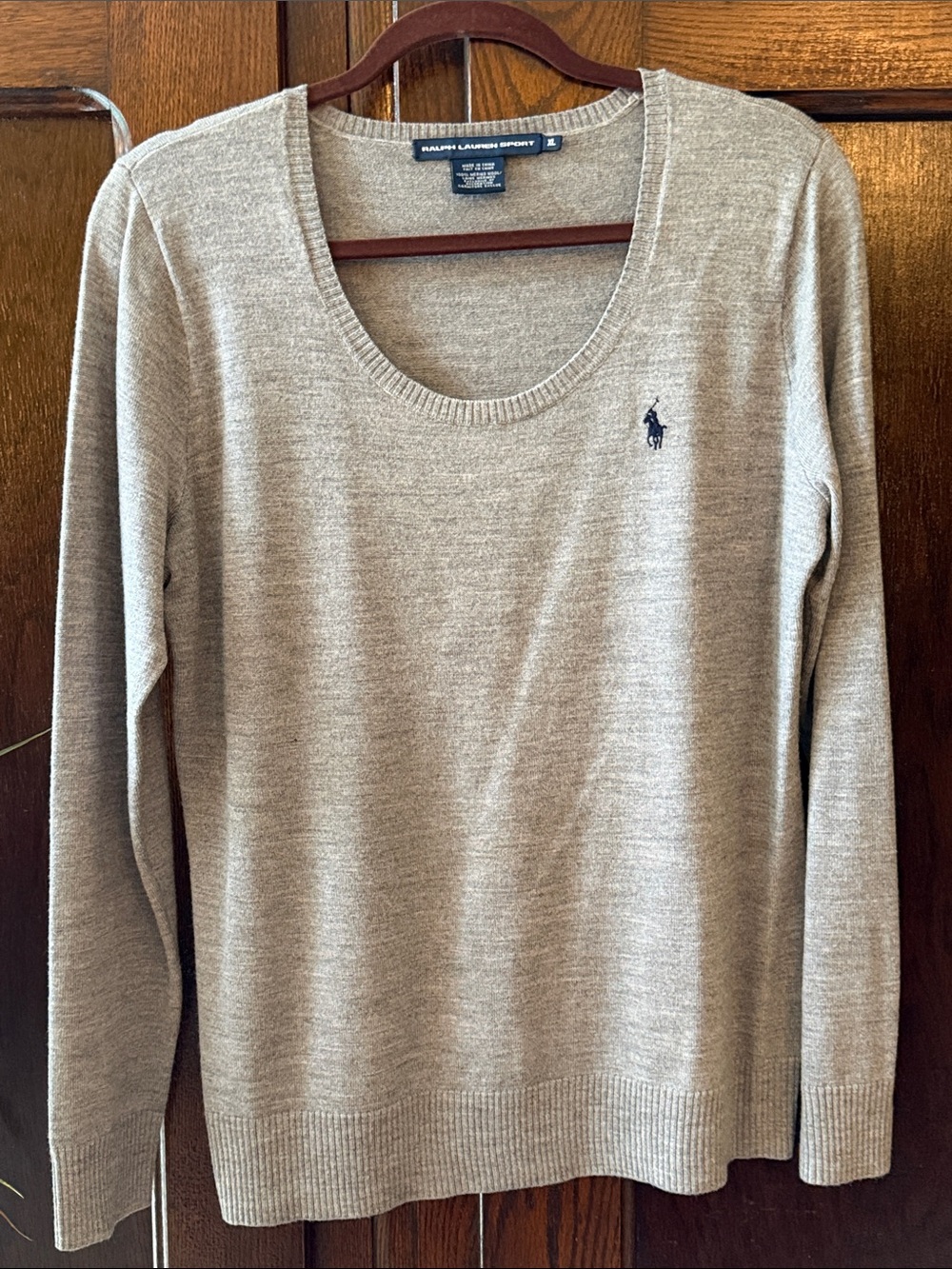 Ralph Lauren Tan Scoop Neck Long-Sleeve Sweater